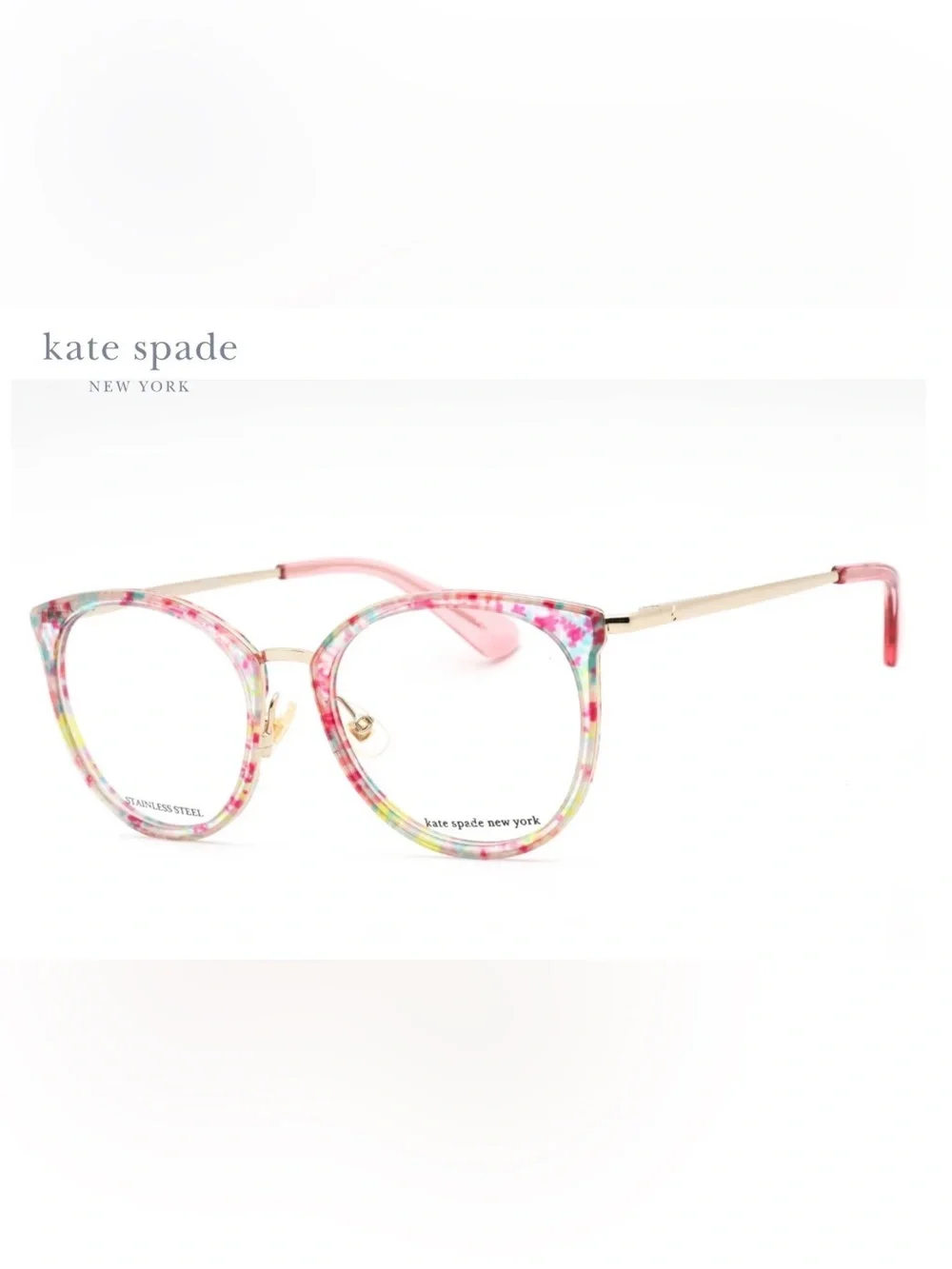 kate spade Floral Multicolor Round Optical Glasses with Gold Temples